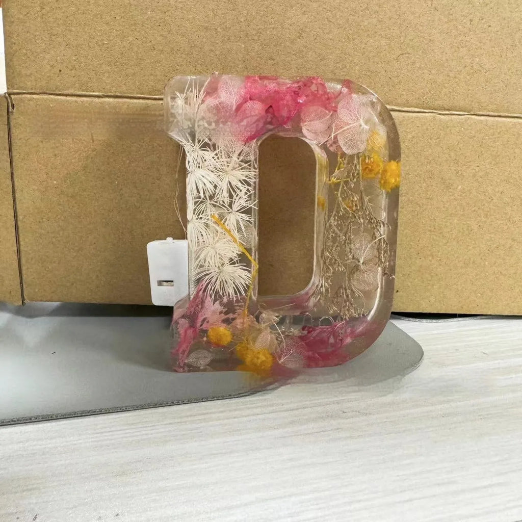 Transparent resin night light ornament with custom letter design 15cm square modern simplicity