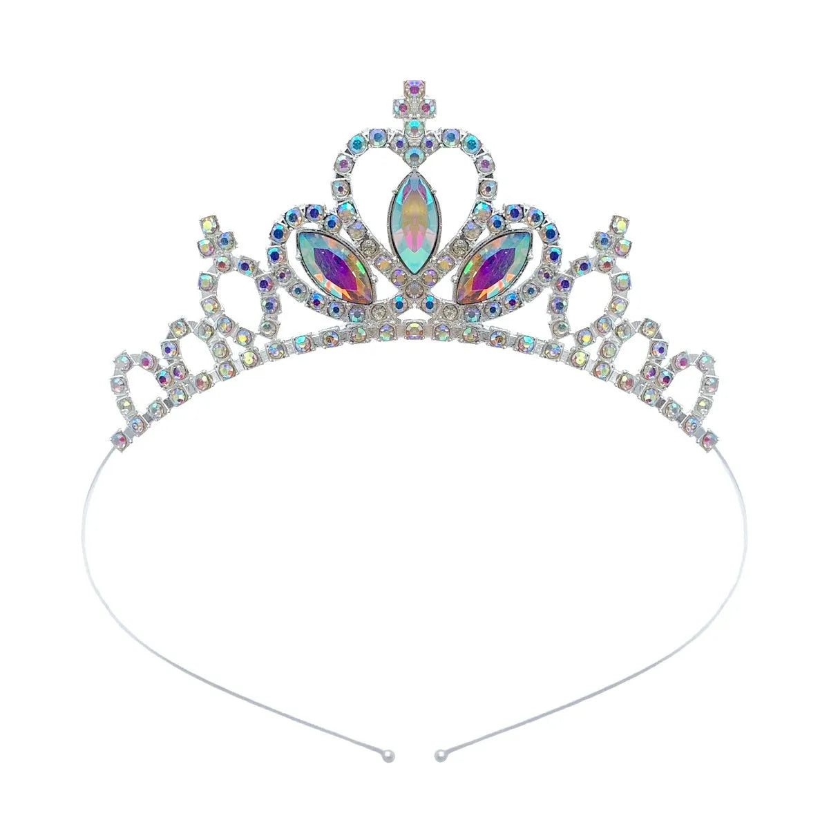 Girl's electroplated alloy princess crown headdress in gold and silver colour variations for birthday parties