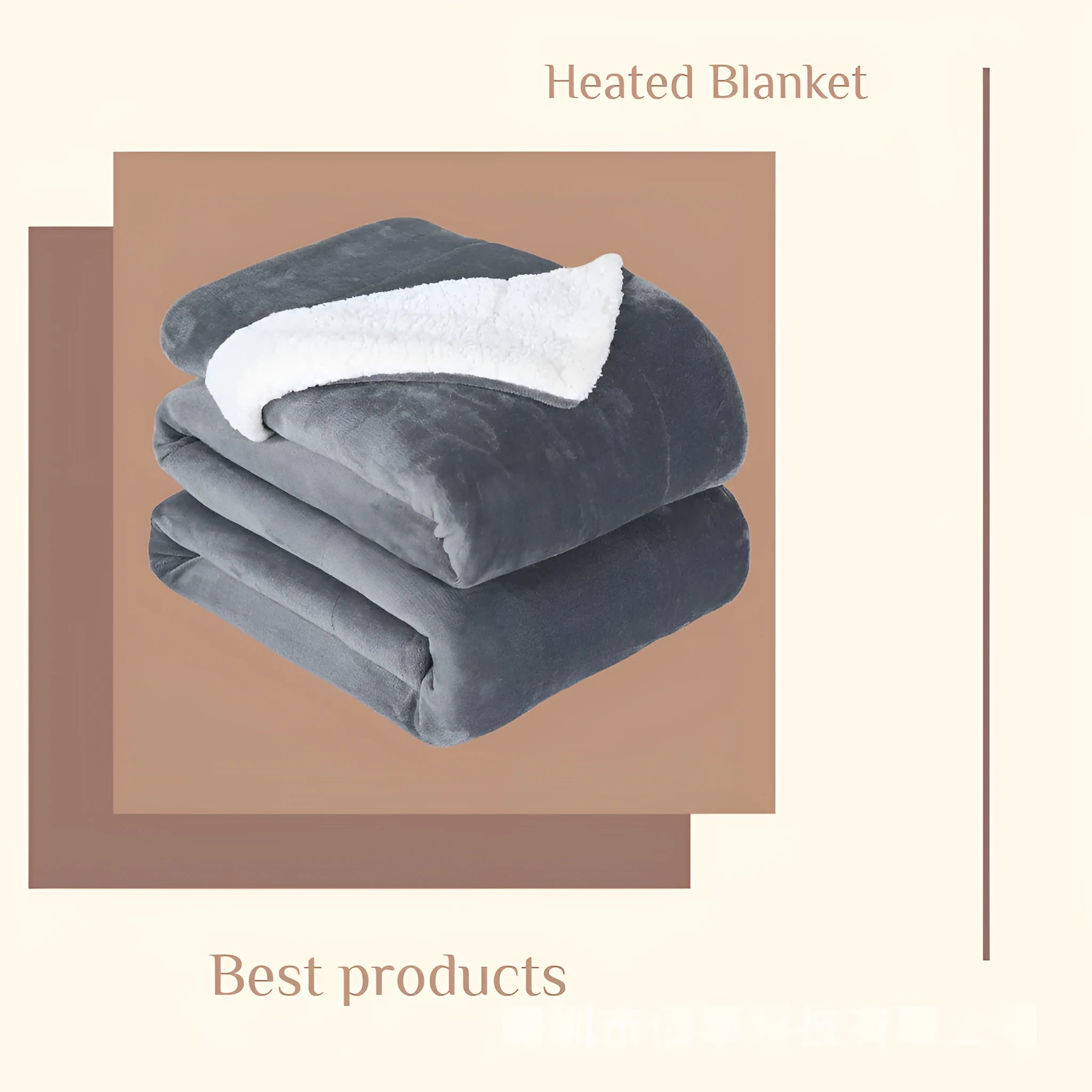 Grey USB electric heating blanket with intelligent temperature control, shown on a chair.