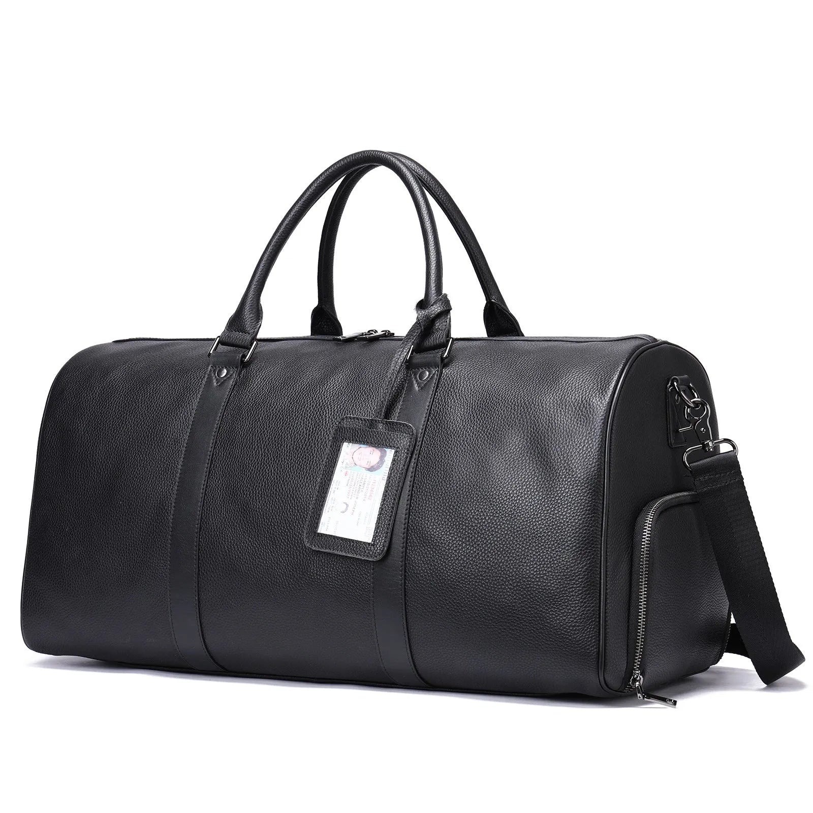 Men's leather excursion bag with shoulder strap in black and coffee colour options