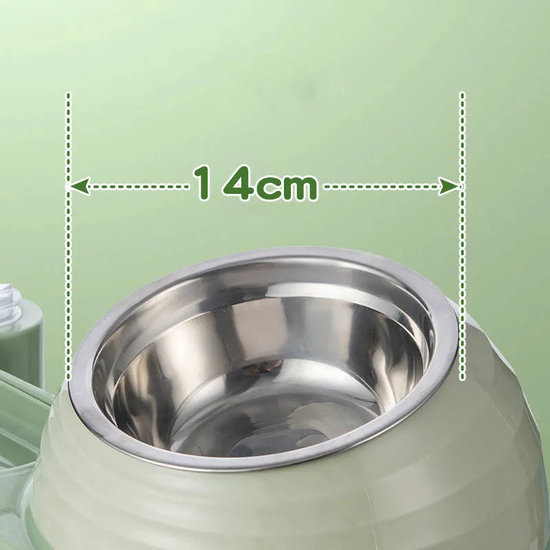 Brown automatic water dispenser cat bowl with raised food dish for cats and small dogs