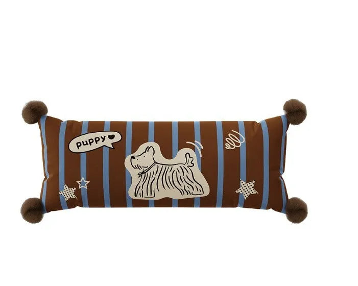 Blue cartoon animal printed sofa cushion pillow on a grey sofa