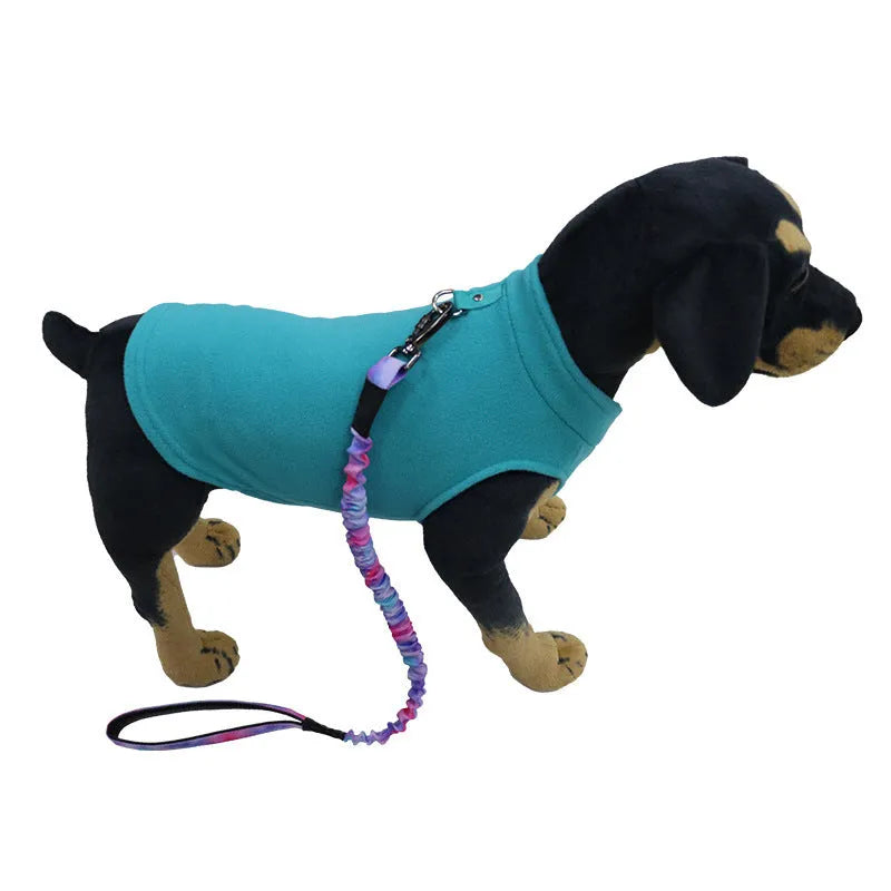 Polar fleece dog waistcoat winter coat in solid colours including red, black, blue, grey, green, purple, pink, brown