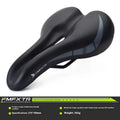 Bicycle saddle hollow cushion with PU leather cover and L clamp ring for mounting.