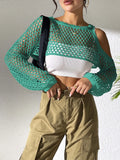 Navel hollowed mesh shirt in multiple colours for beachwear