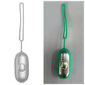 Handheld micro-current sleep aid device in grey, green, or orange colours with USB charging cable