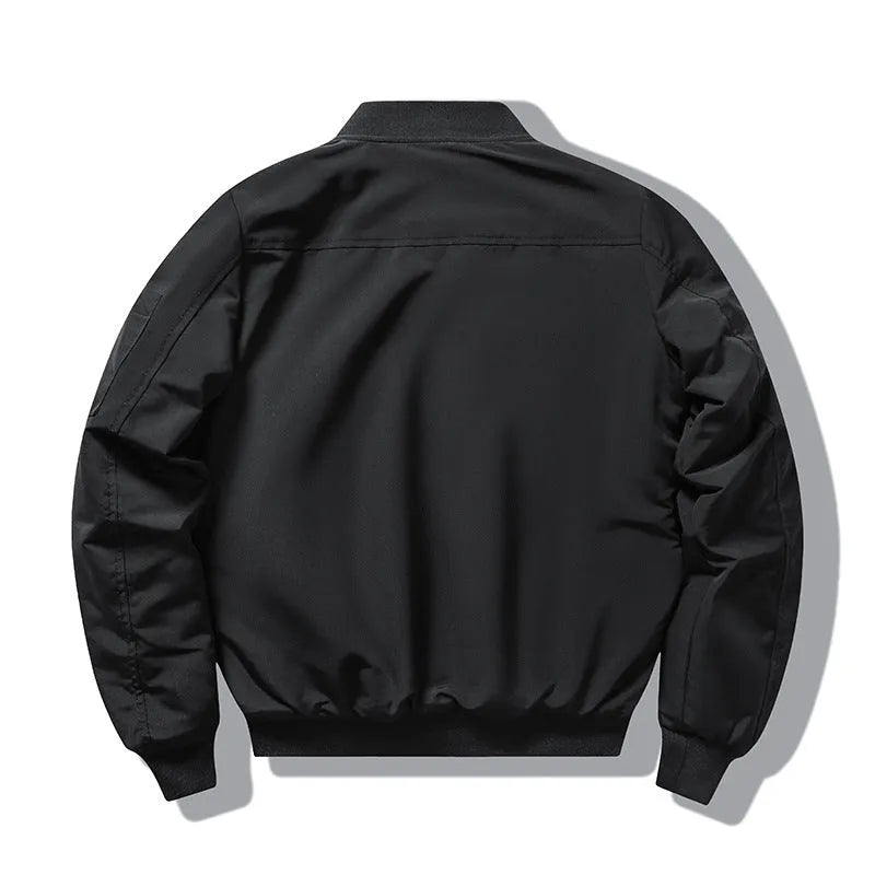 Slim-fit men's stand collar coat with retro embroidery and patch pockets