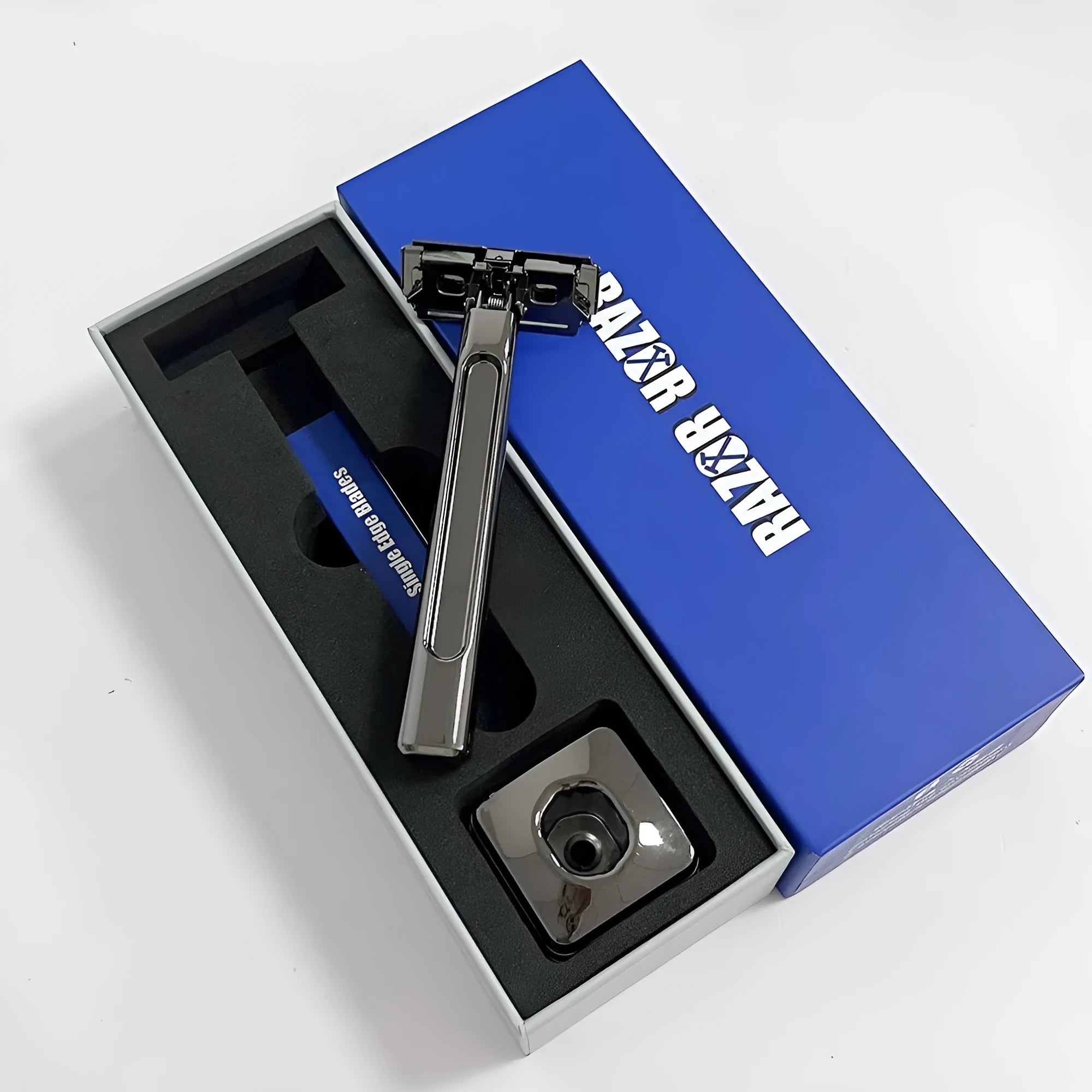20T double-layer half-blade manual shaver in bronze finish with suspension head