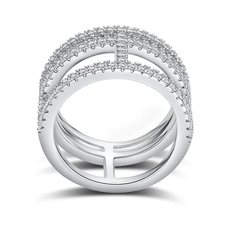 Moissanite wedding ring S925 silver platinum-plated with diamond pen test