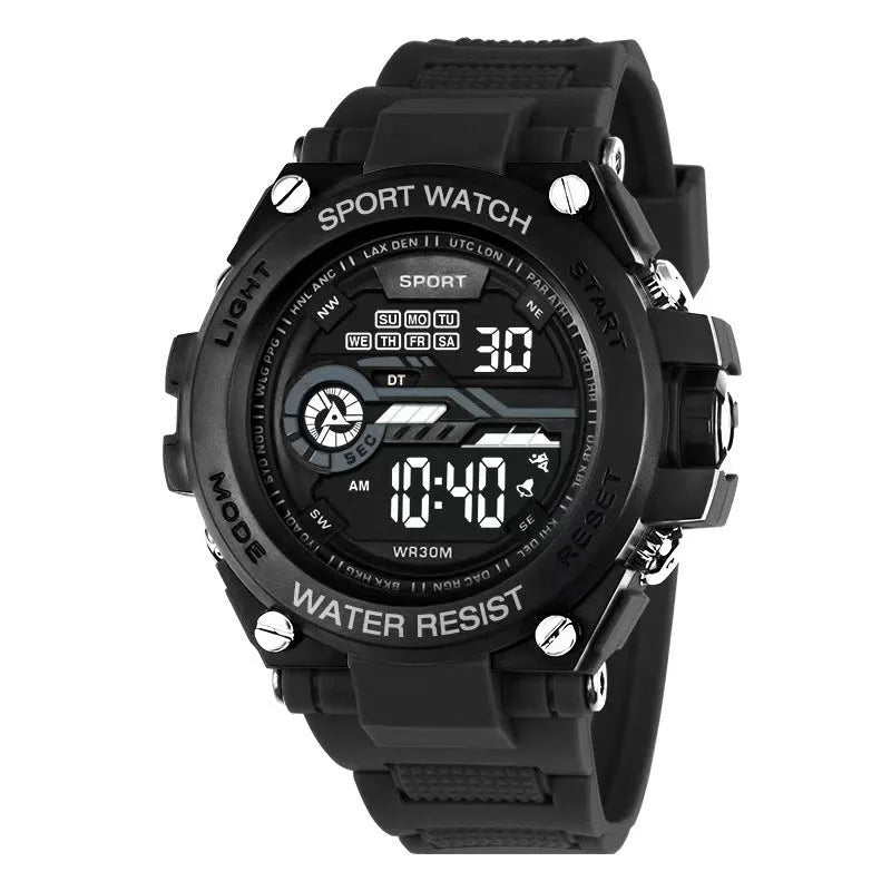 Digital fashion watch with silicone strap in multiple colour options for teenagers and students