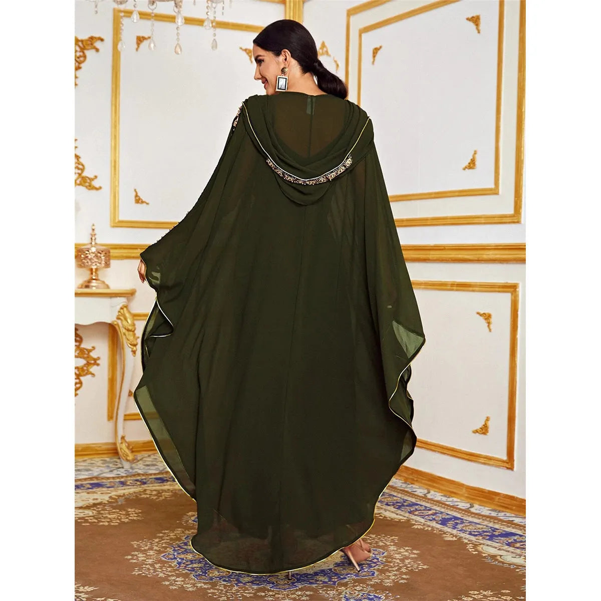 Loose-fit chiffon Muslim robe dress in black, one size, for women