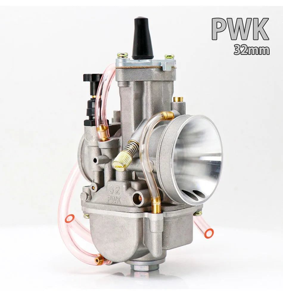 PWK sandblasted motorcycle carburetor kit in colour box packaging for engine tuning.