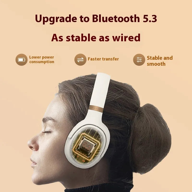 Black or cream coloured wireless Bluetooth gaming headphones with head-mounted design for E-sports.
