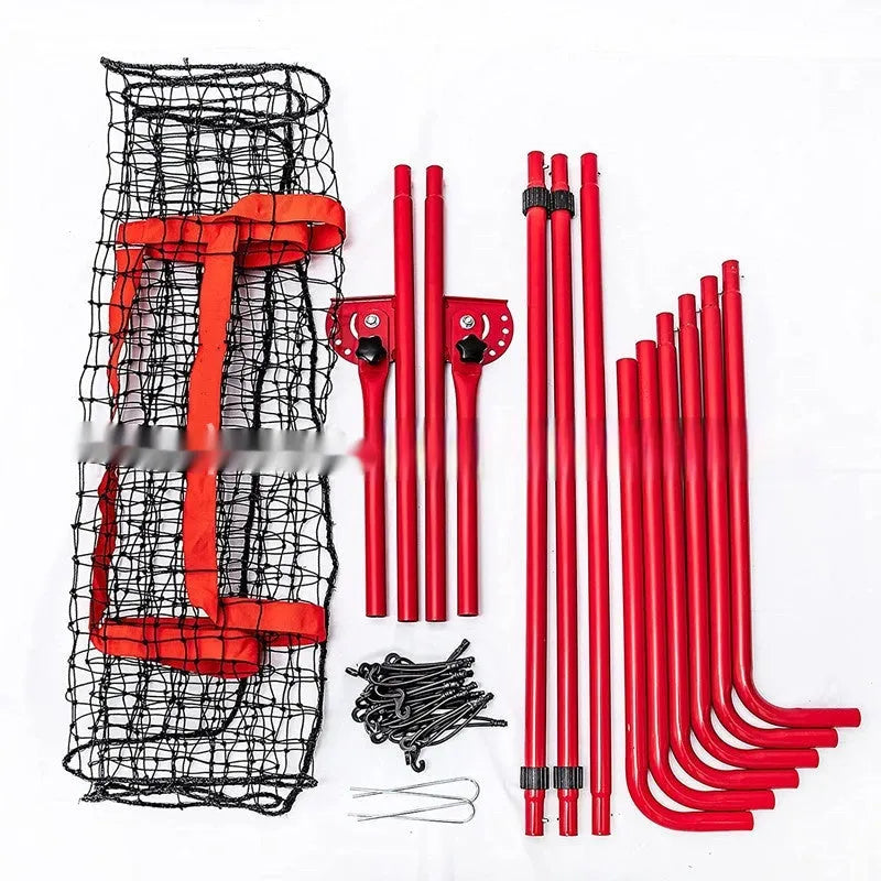 Red 4x6 FT adjustable baseball training net with metal frame for sports practice