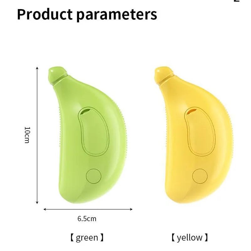 Green rechargeable cat steam brush with silicone teeth and paw-shaped ends for detangling, massage, and steam cleaning