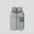 Grey lambswool traction vest for small to extra large dogs, front view