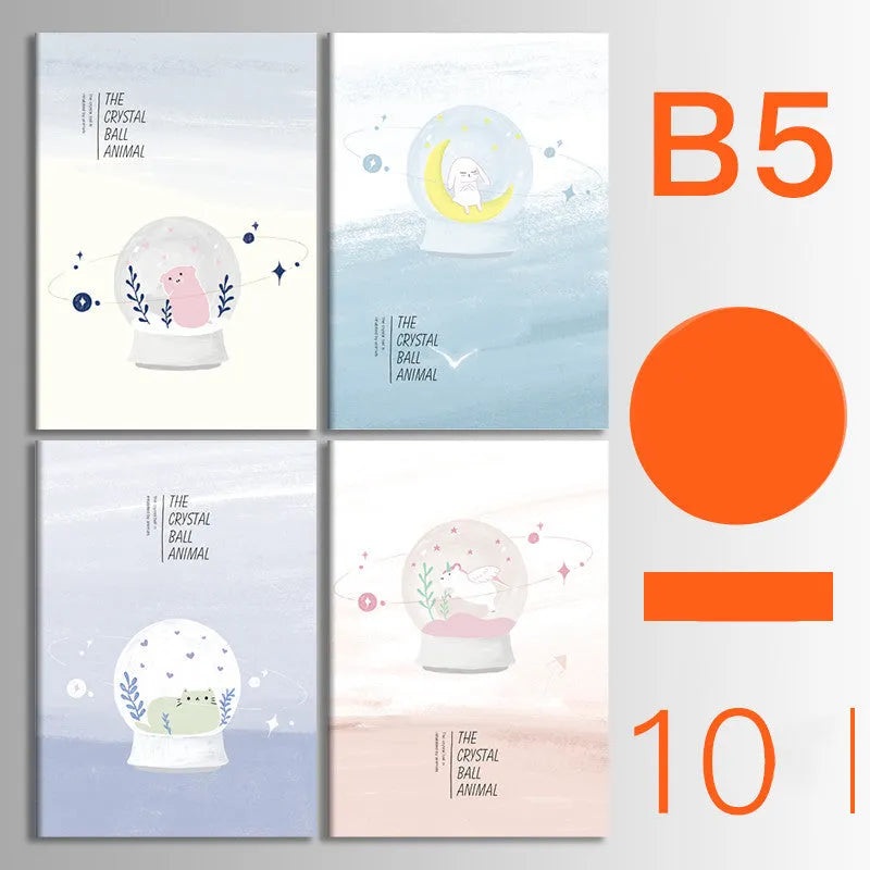 10-pack of kraft paper notebooks with thread binding in A5 and B5 sizes with various cover designs