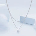 S925 sterling silver double-layer pearl chain necklace with shining pendant in silver colour