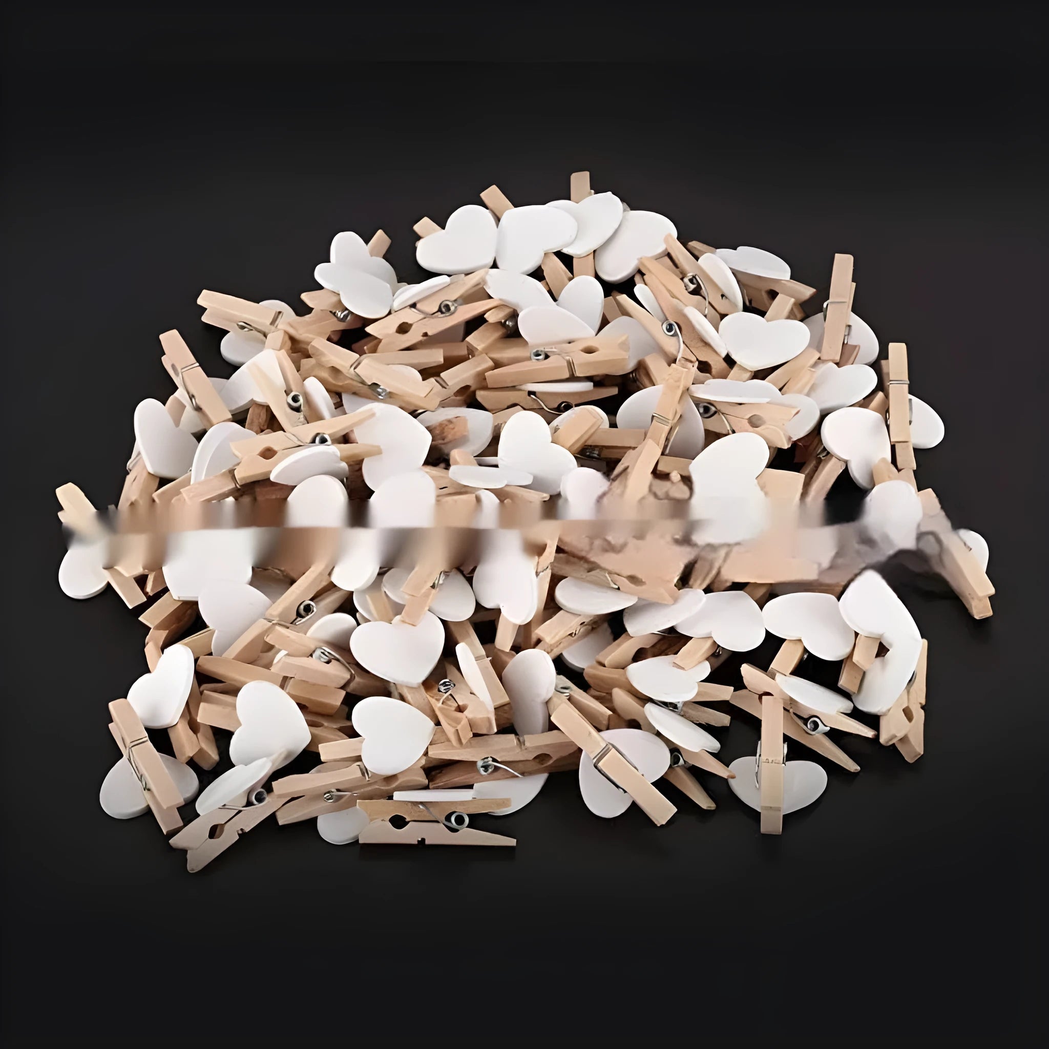 Set of five solid wood heart-shaped hair clips in red, white, and rose red on a plain background.