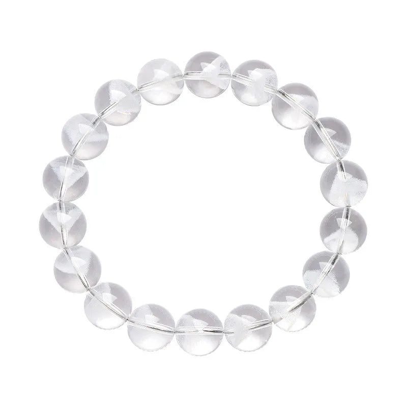Women's original white crystal pyramid bracelet with ruyi charm, showing polished beads.