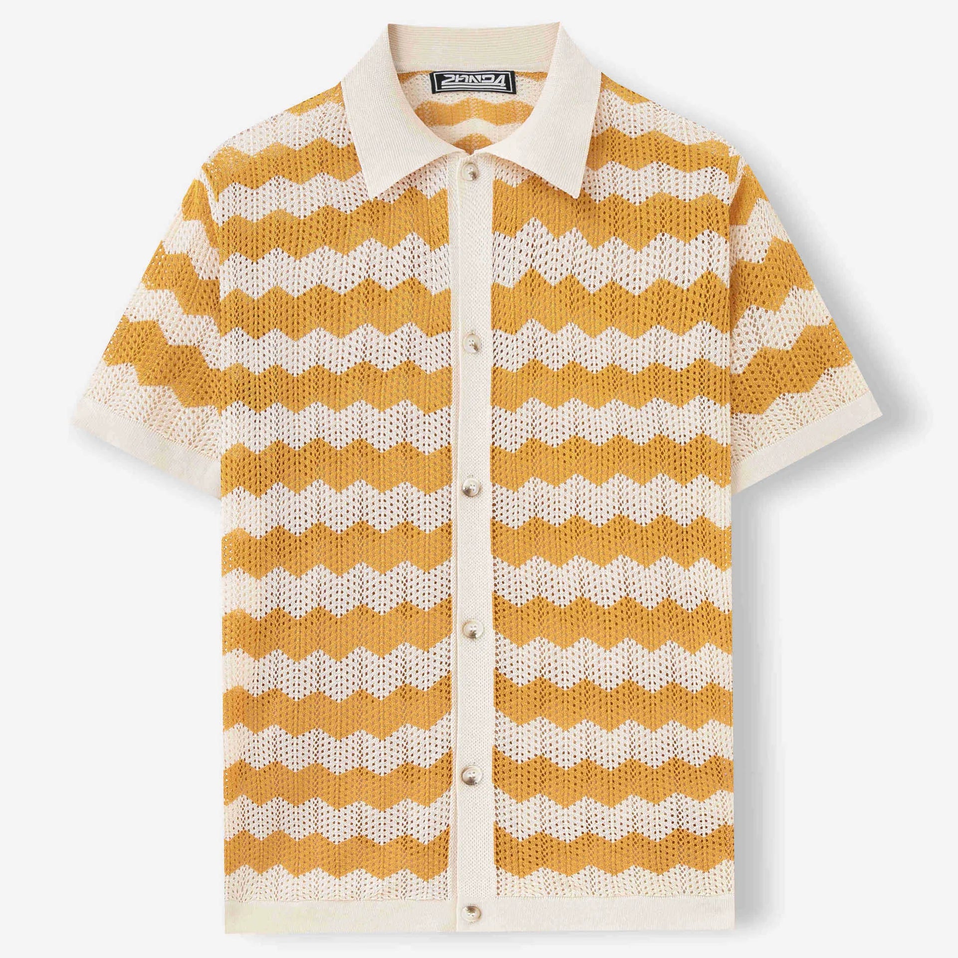 Short sleeve blue jumper with corrugated jacquard texture, made from Tencel viscose for summer.