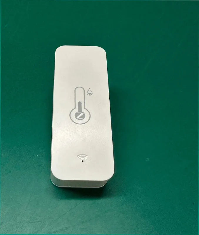 Smart WiFi Zigbee temperature humidity sensor with ABS casing showing wireless connectivity
