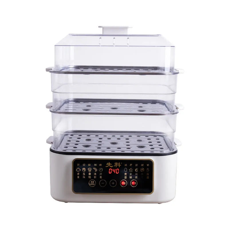 28 litre capacity electric kitchen steamer with stainless steel rack and automatic measuring function