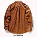 Men's caramel loose corduroy shirt with long sleeves in a cardigan style