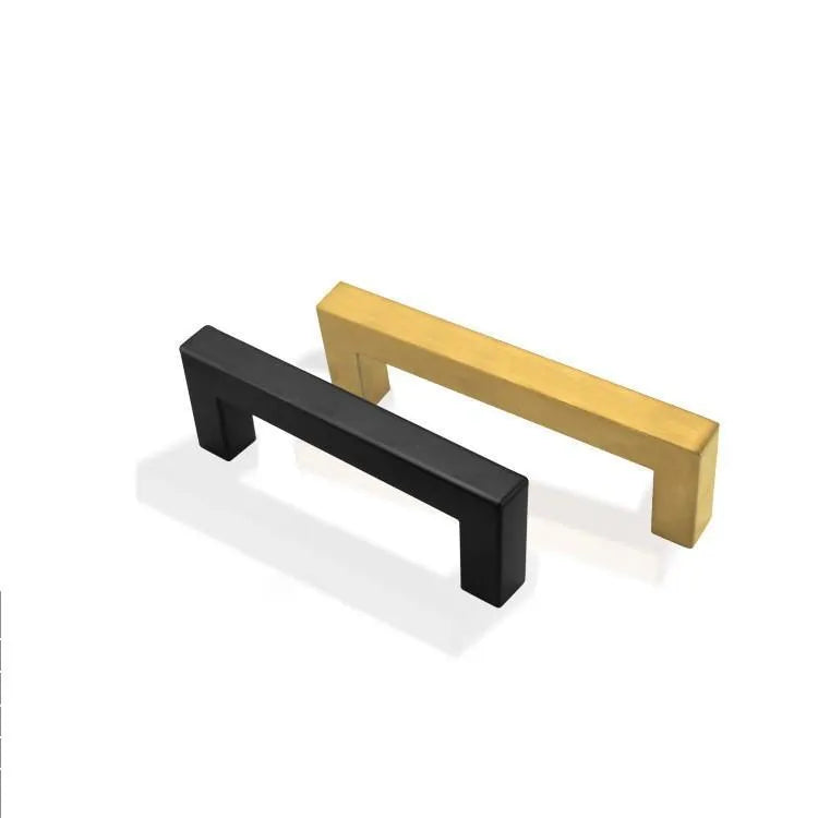 Stainless steel square pipe cabinet handle in brushed silver finish