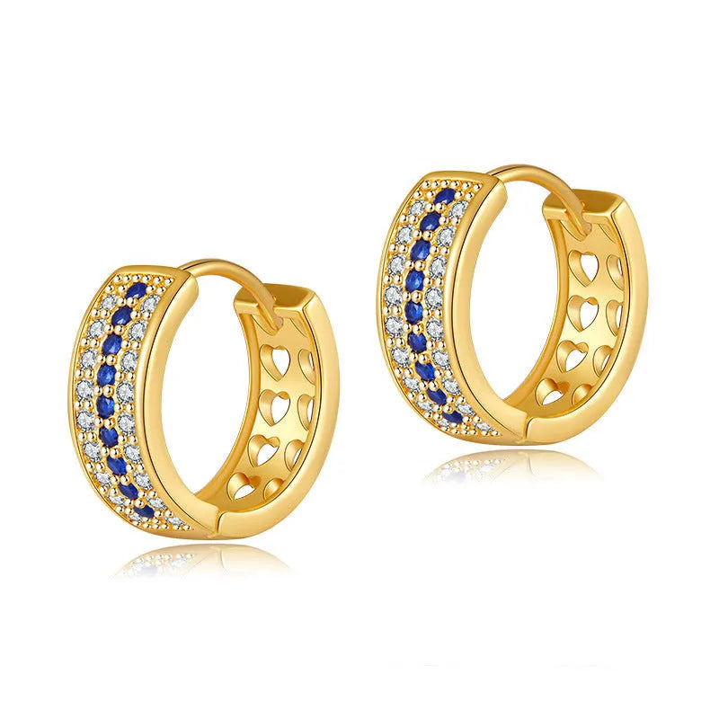 Women's round geometric earrings in KE1268 colour with copper construction and gold electroplating