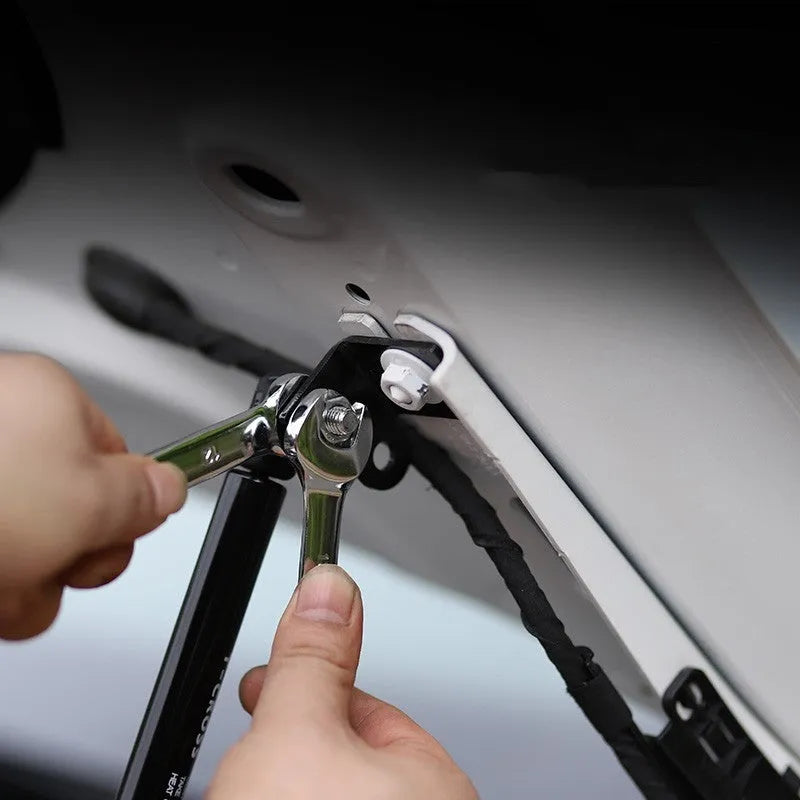 Black automotive engine hood hydraulic support rod for Mazda CX5 with mounting fittings
