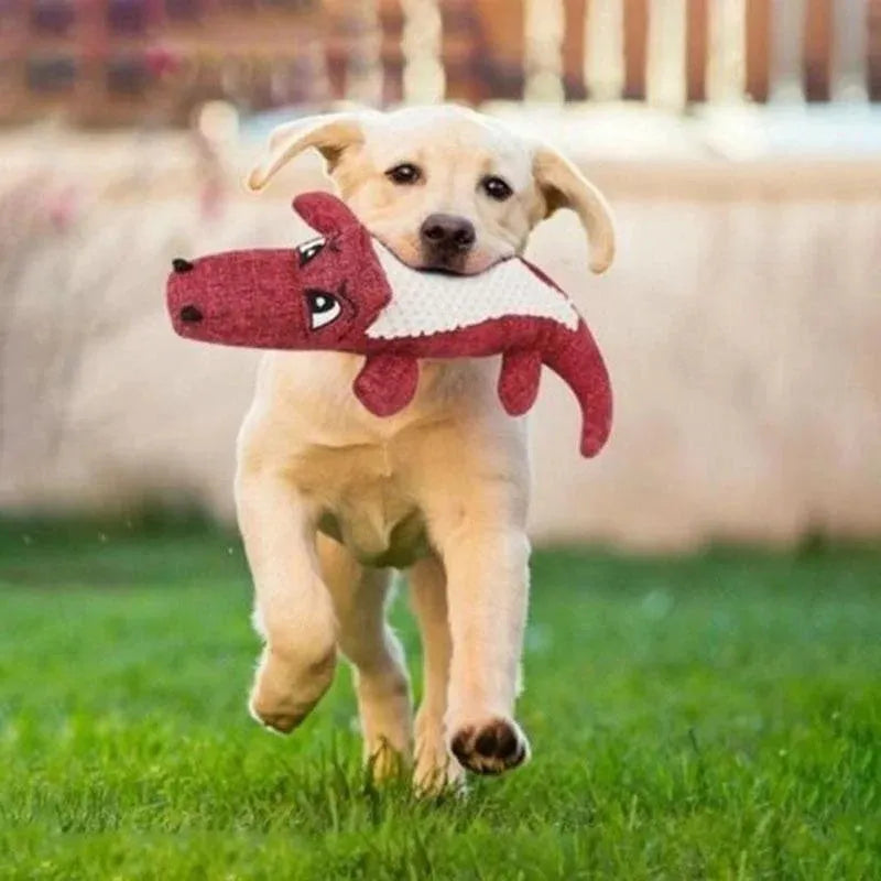 Blue, green, and red pet plush toy with corn grid texture for biting and chewing