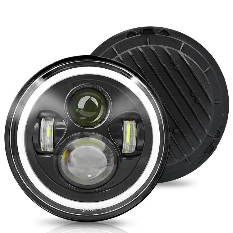 7-inch RGB angel eye LED work light with aluminium housing, 50W LED source, and 12-36V rating