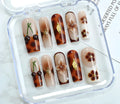 S Code, M Code, L Code nail art decal kit with jelly glue, rubbing strip, and nail patch in OPP bag.