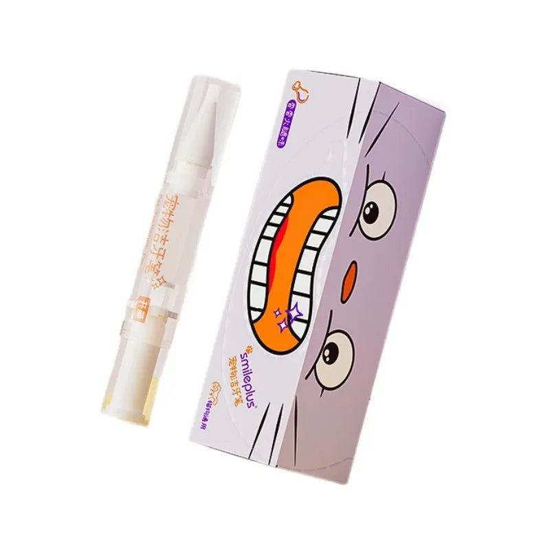 5ml pet toothbrush pen with integrated soft bristle applicator for dog and cat teeth cleaning.