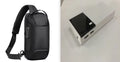 Black 20000mAh power bank with aluminium shell 18650 batteries showing charging port