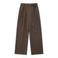 Black loose high waist wide-legged straight-leg trousers on a hanger.