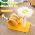 Yellow bee-themed cat climbing frame with sisal scratching board, tunnel, and multiple platforms