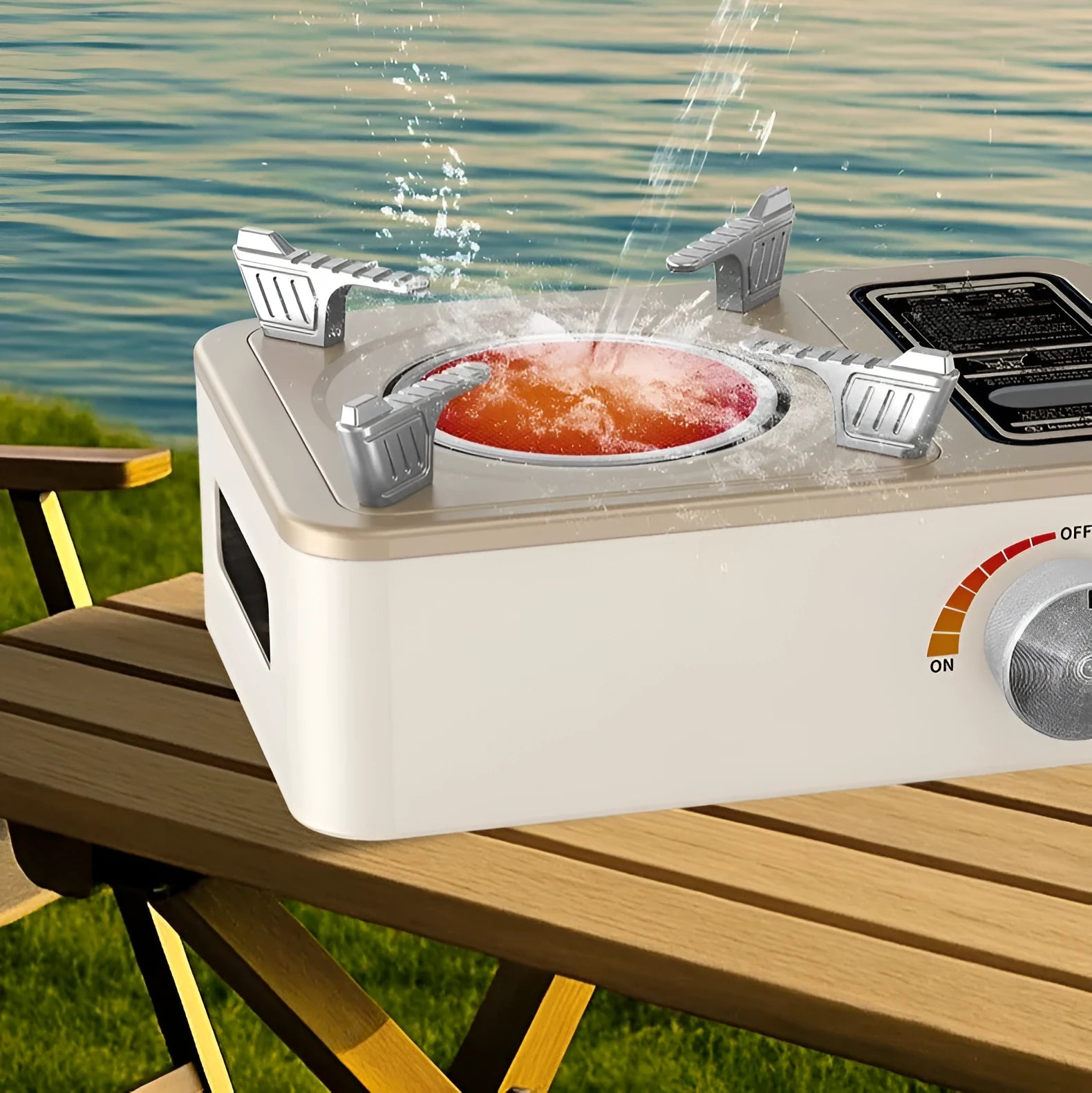 White stainless steel portable infrared gas stove for outdoor windproof cooking