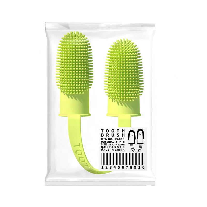 Pet tooth cleaning finger set with double finger toothbrush design in TPR material