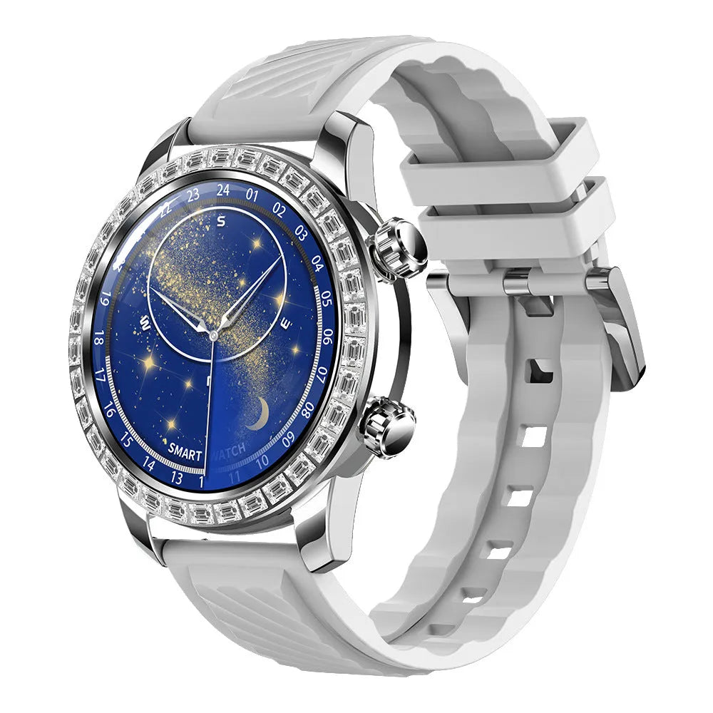 Z83 Max full diamond disc smart watch with TFT screen, touch button, Bluetooth calling, and wireless charger in black, blue, orange, or ivory white