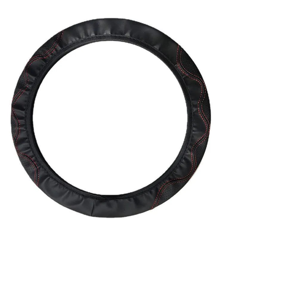 Black embossed corrugated elastic steering wheel cover for 37-38cm diameter wheels