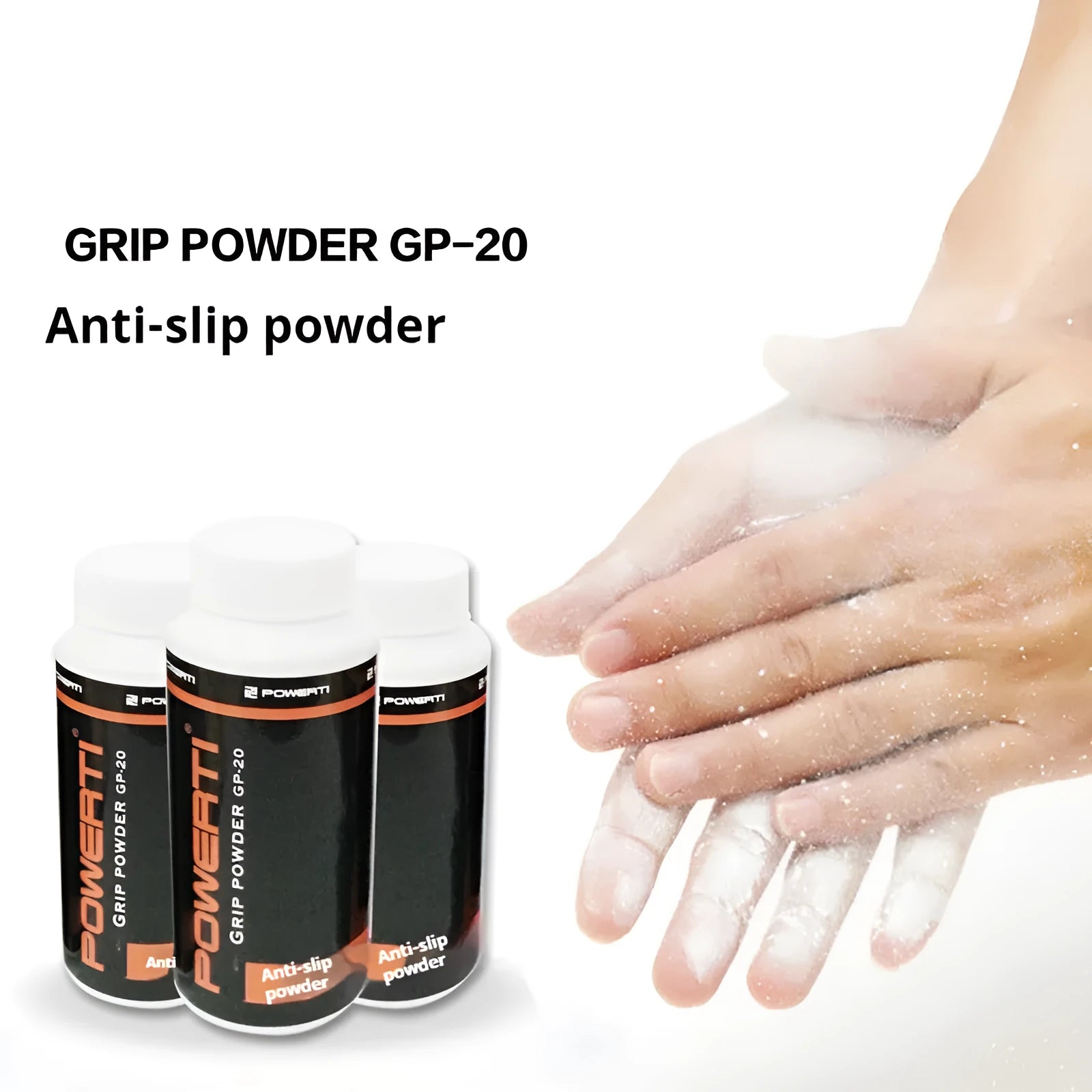 White sports anti-slip magnesium carbonate powder in container for gym and racket sports.