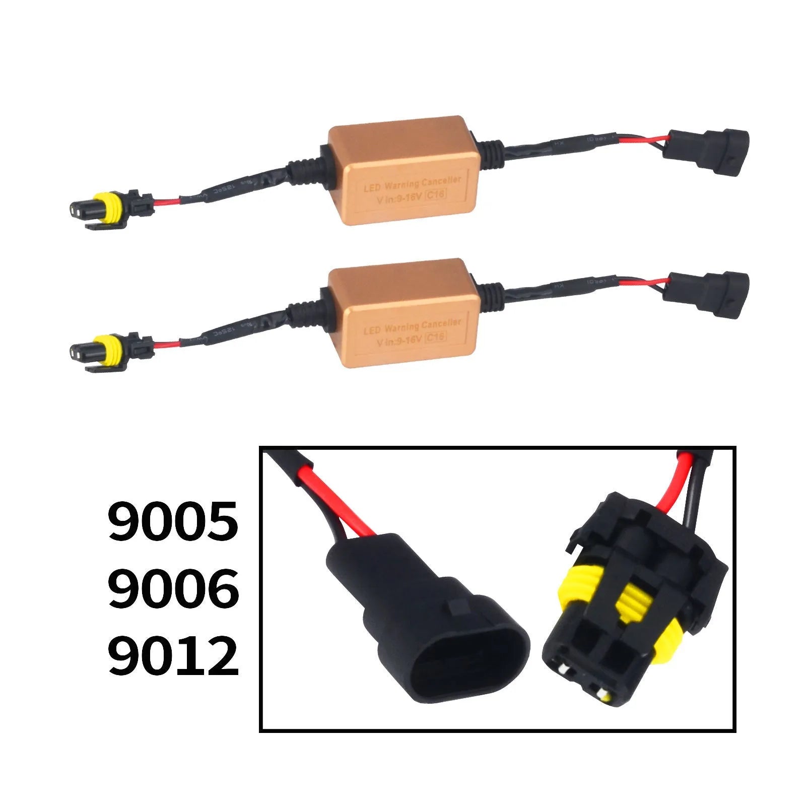 Black LED car headlight Canbus decoder for H4 H7 H11 bulbs with plug connectors