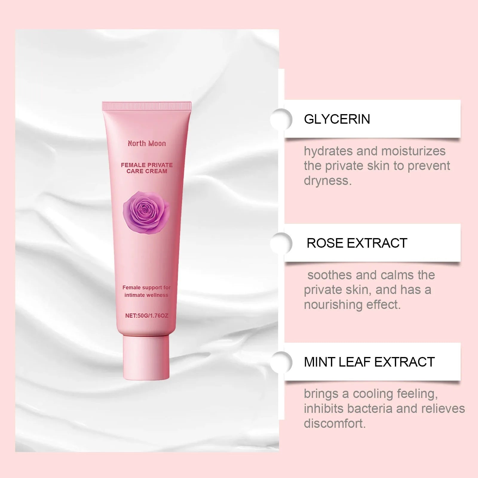 50g gentle care moisturising cream in container for dry skin with glycerol formulation