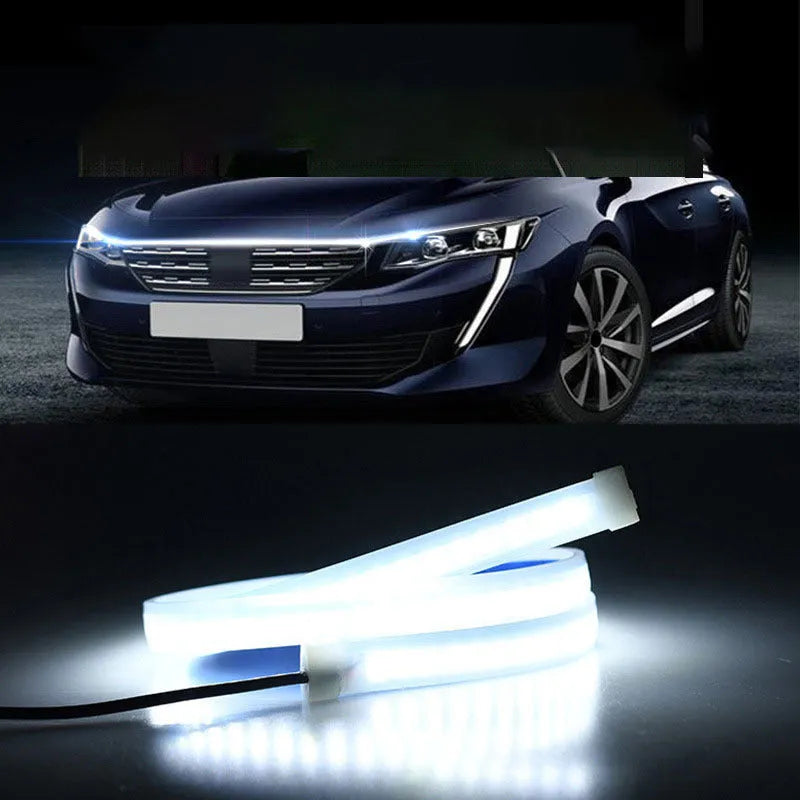 Flexible PVC LED light strip for installing on a General Motors vehicle engine cover.