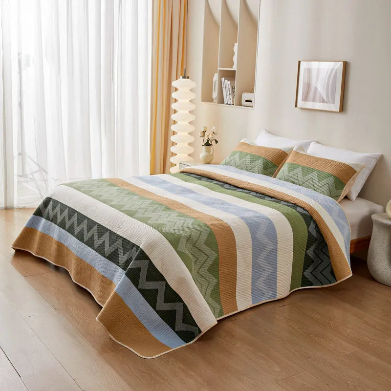 Pure cotton printed bed sheet set in bedspread style for 2.2 metre beds