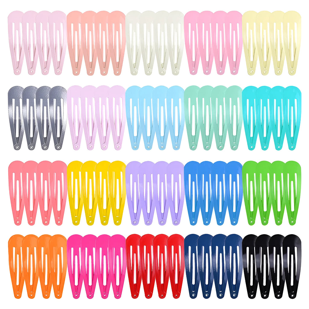 80 metal hair clips in 20 different colours displayed in a zip-lock bag