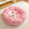 Pink dot fabric cat bed in 45cm and 65cm diameter options for pets up to 20 pounds