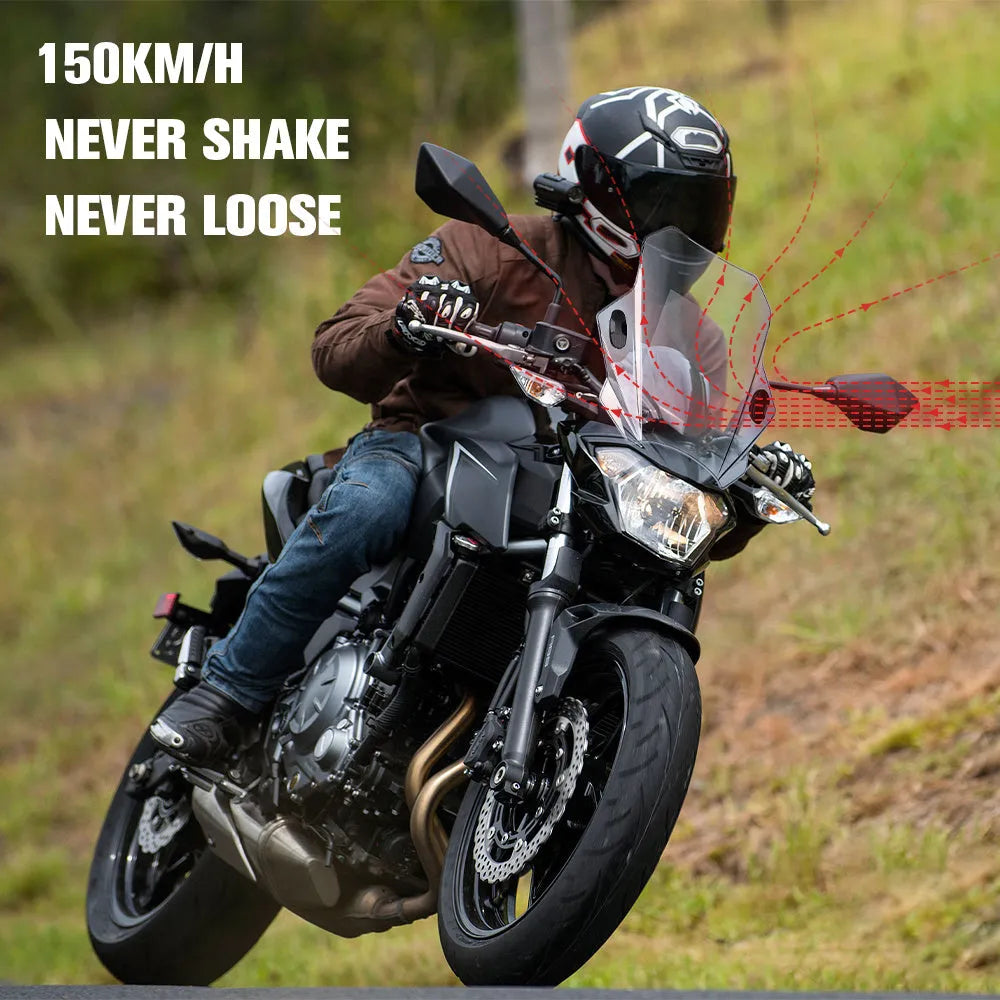 Glass motorcycle windshield for Honda Kawasaki Yamaha Ducati street bike in black 40x40x10cm